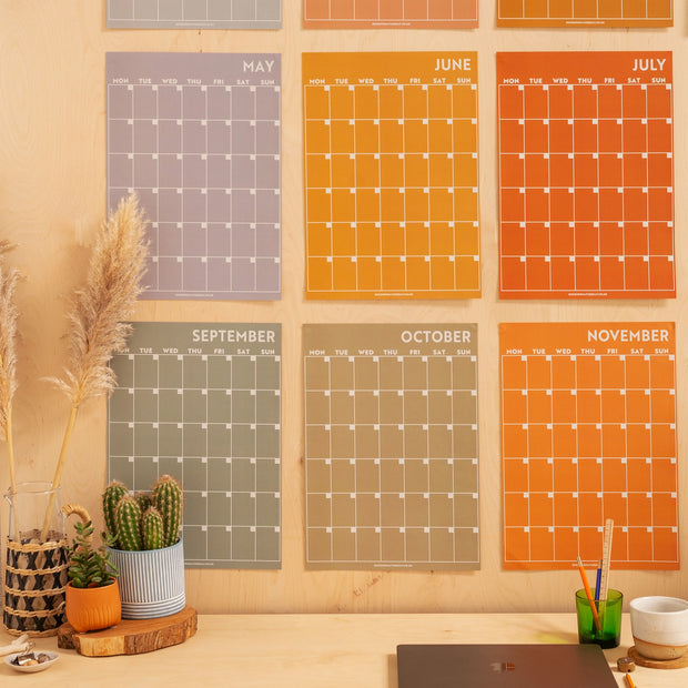 Monthly Undated A3 Wall Planner | 12 Pages | Surf
