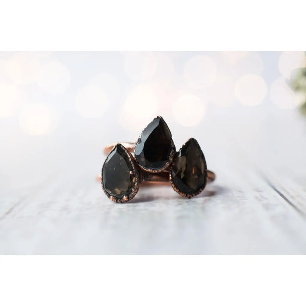 Smokey Quartz Teardrop Ring