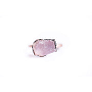 Rose Quartz Electroformed Copper Crystal Ring