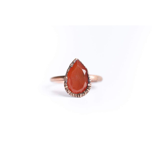 Carnelian Gemstone Teardrop Ring