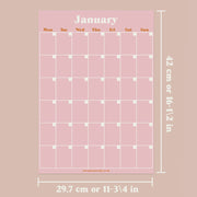 Monthly Undated A3 Wall Planner | 12 Pages | Pastels