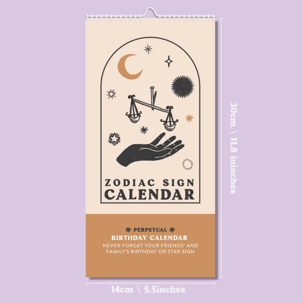 Undated Birthday Calendar | Zodiac Sign