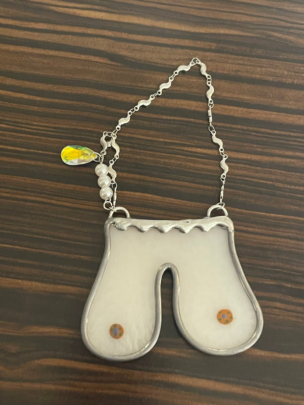 Boob Stained Glass Ornament/ Wall Hanger
