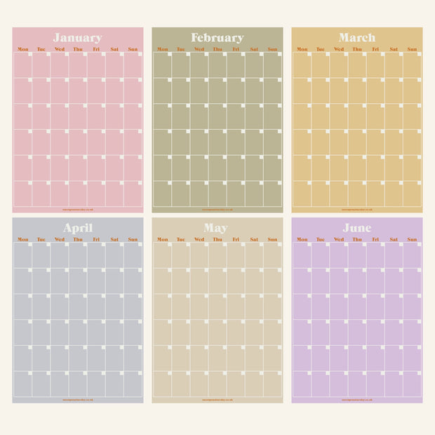 Monthly Undated A3 Wall Planner | 12 Pages | Pastels