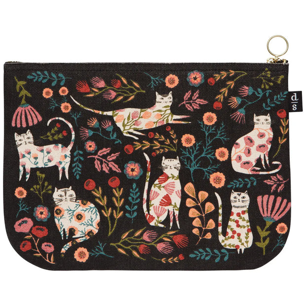 Cat Bloom Zipper Pouch