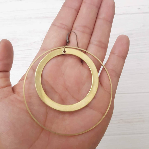 Large Brass Circle Hoops