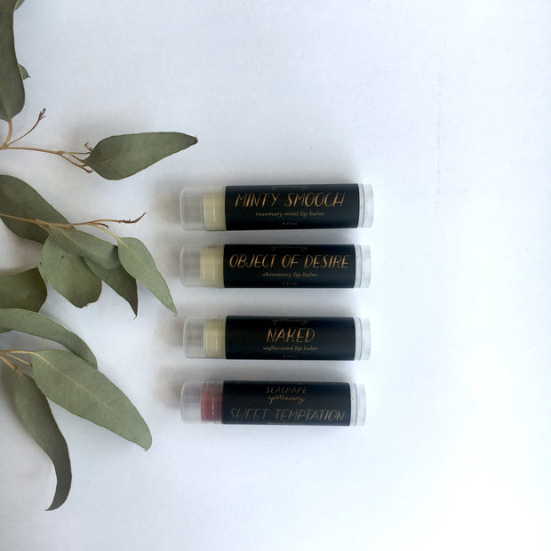 Set of Four Flirty and Shimmery Lip Balms