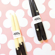 Heart Adorned Beeswax Taper Candles