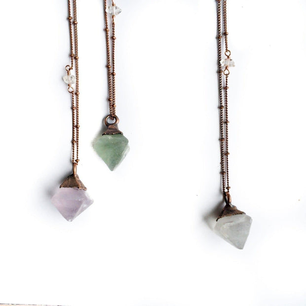 Rough Fluorite Crystal Necklace