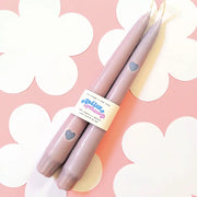 Heart Adorned Beeswax Taper Candles
